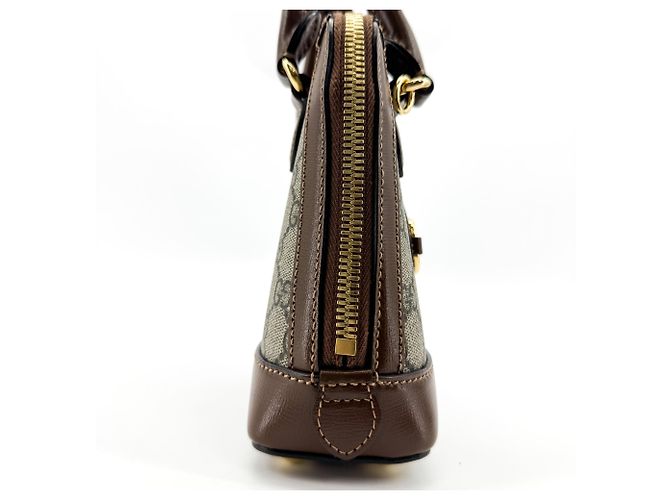 Gucci Horsebit 1955 Top Handle GG Coated Canvas with Leather Mini - vista 4