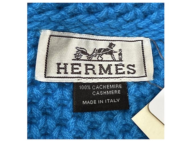 Hermès Sciarpa Infinity Hermes in cashmere blu - vista 4