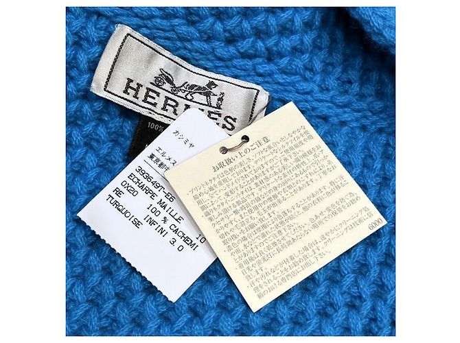 Hermès Sciarpa Infinity Hermes in cashmere blu - vista 6