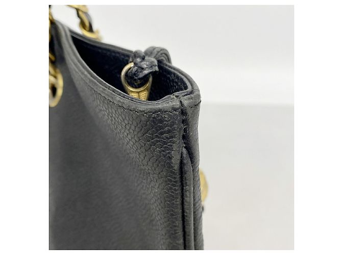 Borsa a tracolla Chanel in vitello martellato nero - vista 6
