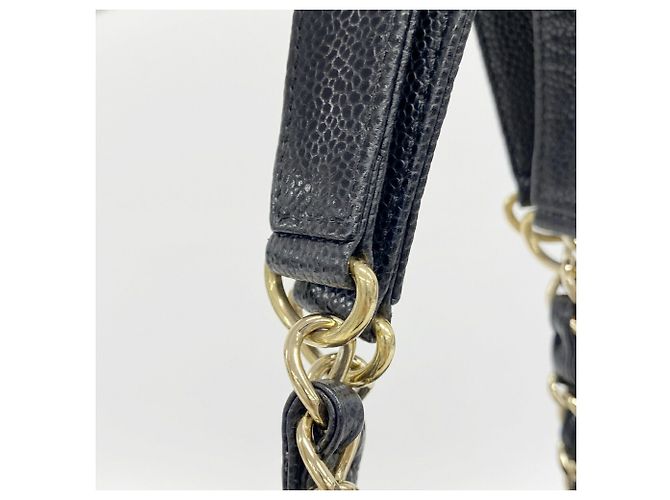 Borsa Tote Chanel in pelle di vitello granulata nera - vista 10