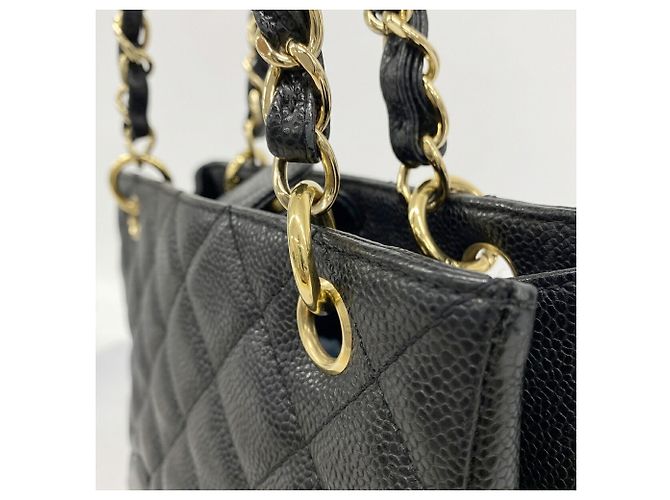 Borsa Tote Chanel in pelle di vitello granulata nera - vista 11