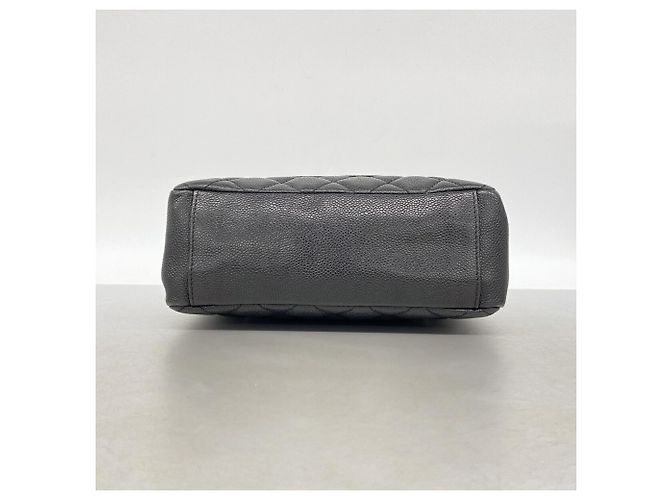 Borsa Tote Chanel in pelle di vitello granulata nera - vista 3