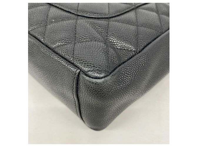 Borsa Tote Chanel in pelle di vitello granulata nera - vista 6