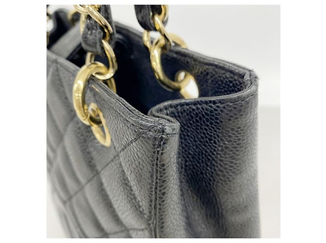 Borsa Tote Chanel in pelle di vitello granulata nera - vista 7