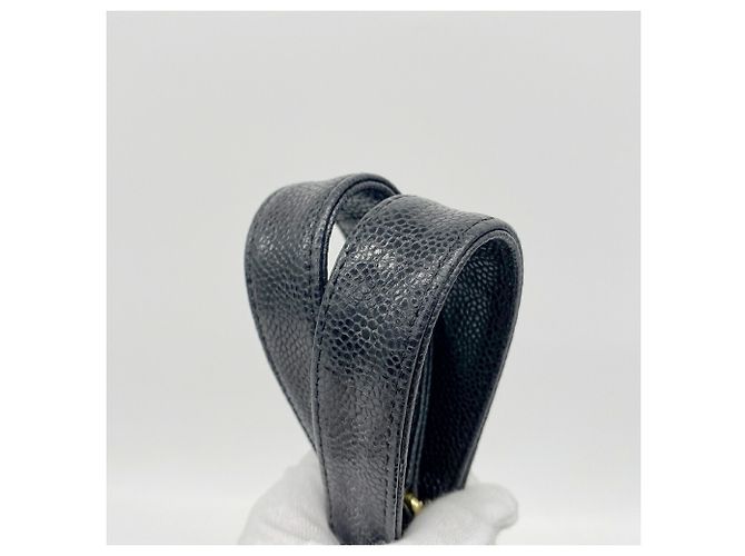 Borsa Tote Chanel in pelle di vitello granulata nera - vista 9