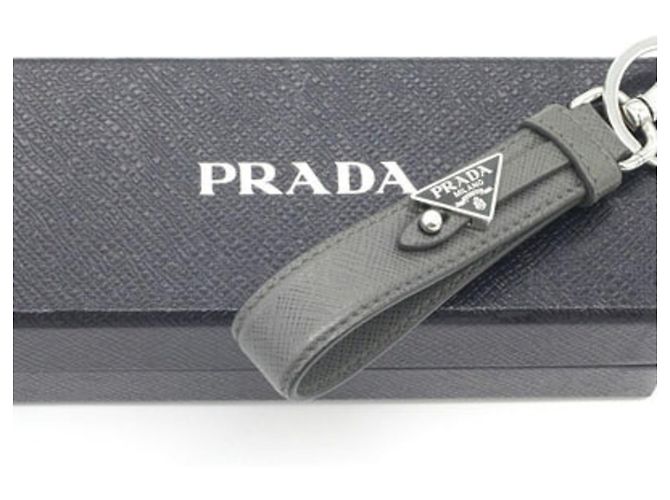 Portachiavi Prada in pelle grigia - vista 9