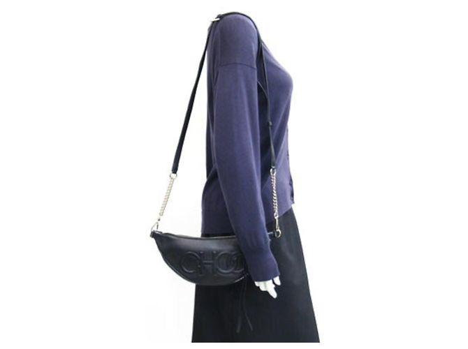 Borsa a tracolla e spalla con catena Jimmy Choo Faye in pelle nera - vista 7
