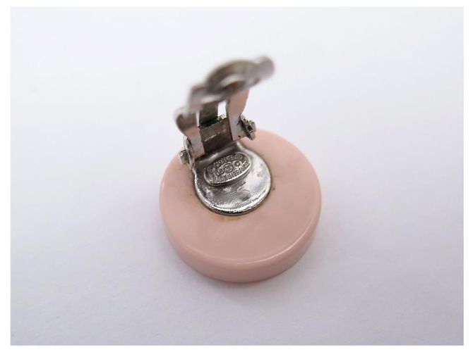 ORECCHINI CHANEL ROTONDI LOGO CC 2005 RESINA ROSA ROUND EARRINGS - vista 10