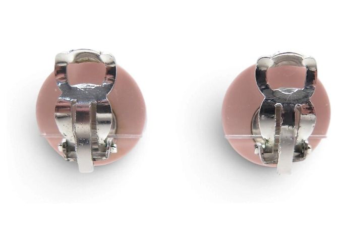 ORECCHINI CHANEL ROTONDI LOGO CC 2005 RESINA ROSA ROUND EARRINGS - vista 3