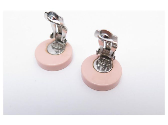 ORECCHINI CHANEL ROTONDI LOGO CC 2005 RESINA ROSA ROUND EARRINGS - vista 4