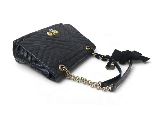 BORSA A MANO LANVIN HAPPY MEDIUM IN PELLE MATELASSÉ NERA TRACCOLLA - vista 6