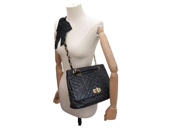 BORSA A MANO LANVIN HAPPY MEDIUM IN PELLE MATELASSÉ NERA TRACCOLLA - vista 7