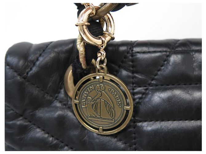 BORSA A MANO LANVIN HAPPY MEDIUM IN PELLE MATELASSÉ NERA TRACCOLLA - vista 9