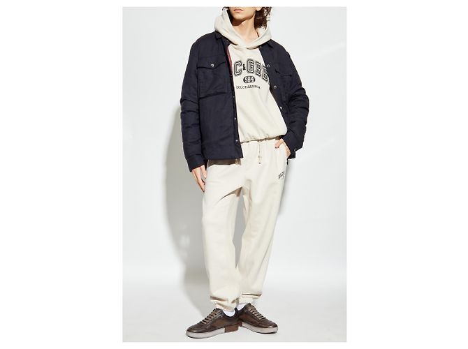 Dolce & Gabbana Hoodie Creme Baumwolle mit Logo Print - Ansicht 2