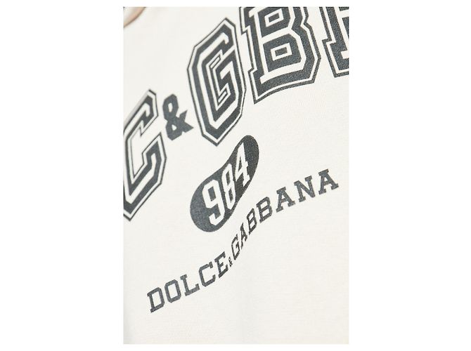 Dolce & Gabbana Hoodie Creme Baumwolle mit Logo Print - Ansicht 5