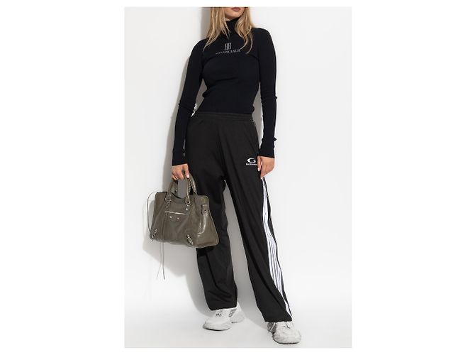 Balenciaga Rollkragenpullover mit Logo Schwarz - Ansicht 2