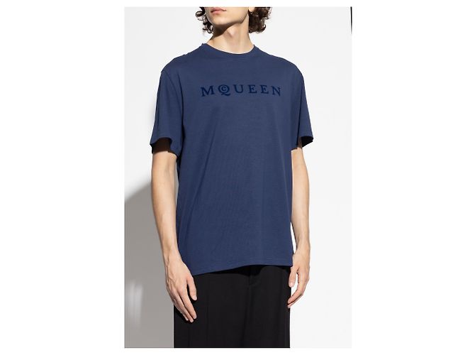 Alexander Mcqueen T-shirt con logo in velluto - vista 3