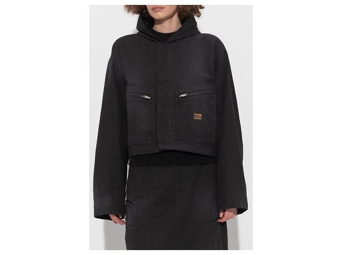 Chaqueta con capucha Balenciaga de algodón ripstop negro - vista 3