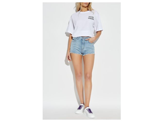 T-shirt bianco con logo Dolce & Gabbana in cotone - vista 2