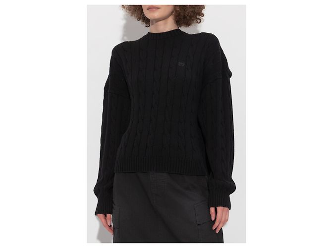 Balenciaga Baumwollpullover Schwarz mit Zopfmuster - Ansicht 3