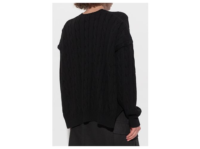 Balenciaga Baumwollpullover Schwarz mit Zopfmuster - Ansicht 4