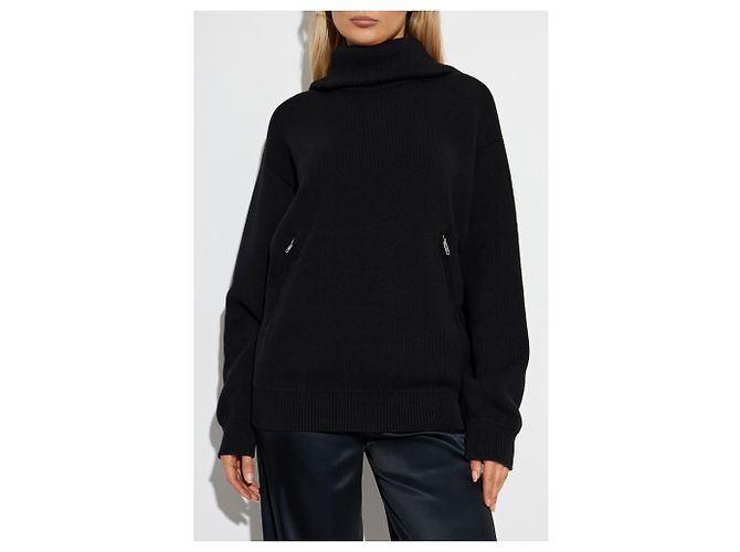 Balenciaga Logo Rollkragenpullover aus Baumwolle Schwarz - Ansicht 3