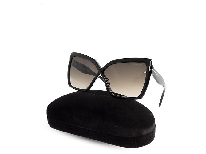 Occhiali da sole Tom Ford a farfalla neri in acetato - vista 3