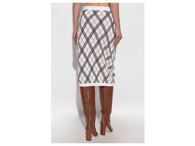 Falda lápiz Burberry de algodón blanco con cuadros - vista 4