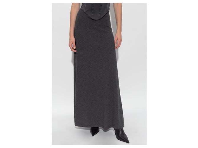Falda maxi de lana gris Balenciaga - vista 3
