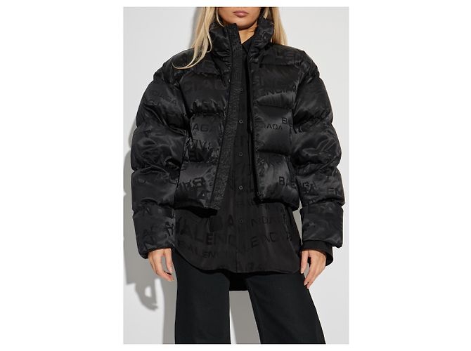 Balenciaga logo pattern down jacket black - view 3
