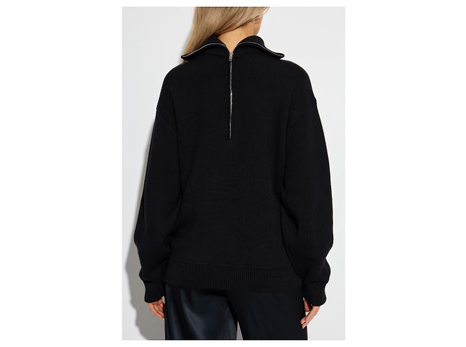 Balenciaga Logo Rollkragenpullover aus Baumwolle Schwarz - Ansicht 4