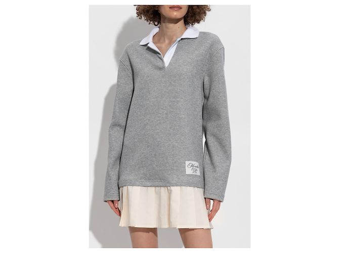 Vestido Moncler de algodón gris con cuello - vista 3