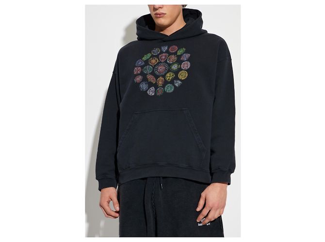 Balenciaga Oversized Hoodie aus Baumwolle Schwarz - Ansicht 3