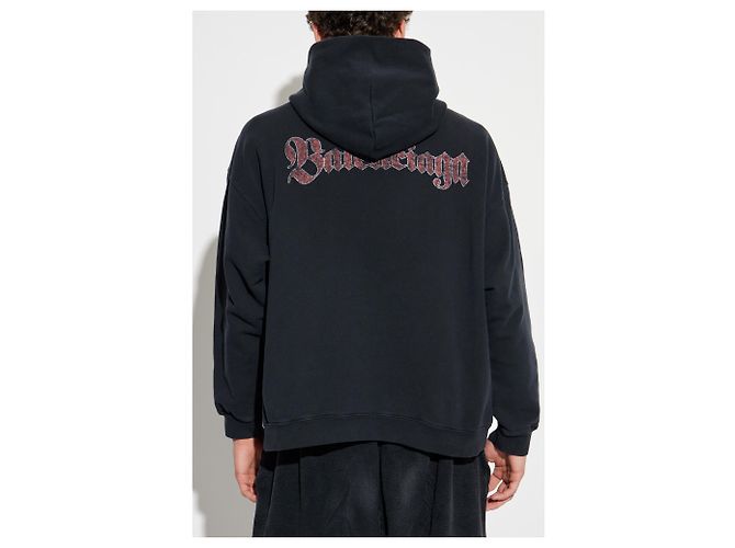 Balenciaga Oversized Hoodie aus Baumwolle Schwarz - Ansicht 4