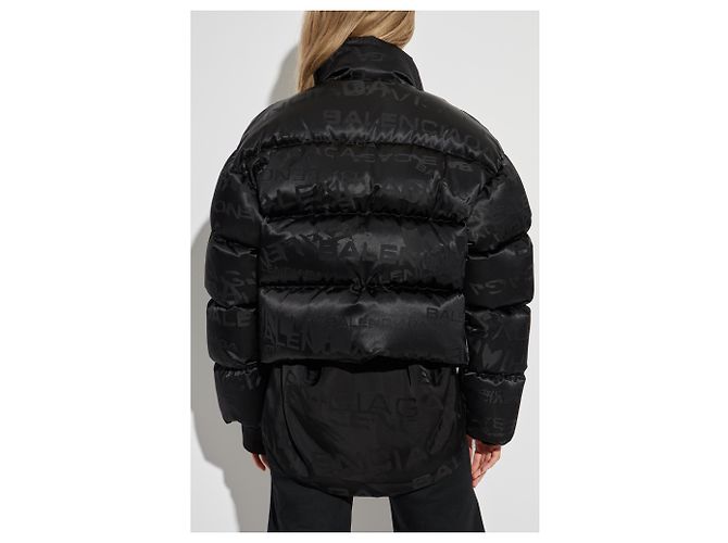 Balenciaga logo pattern down jacket black - view 4