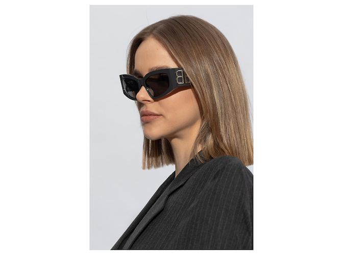 Balenciaga Rectangular Acetate Sunglasses Grey - view 2