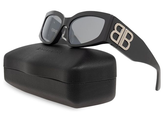 Balenciaga Rectangular Acetate Sunglasses Grey - view 3