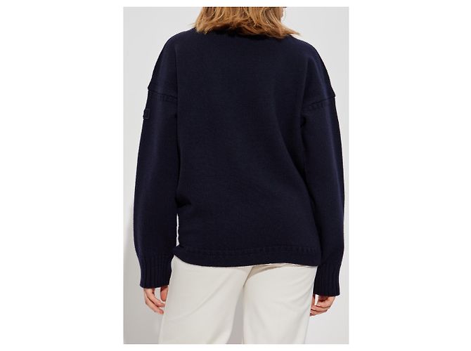 Chloé Wollpullover mit Kaschmir in Marineblau - Ansicht 4