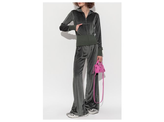 Balenciaga Samt Kapuzenpullover grün - Ansicht 2