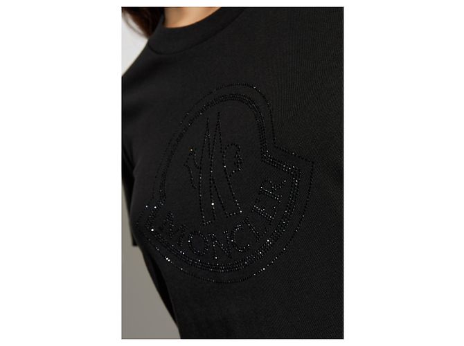 T-shirt in cotone nera con logo Moncler - vista 5