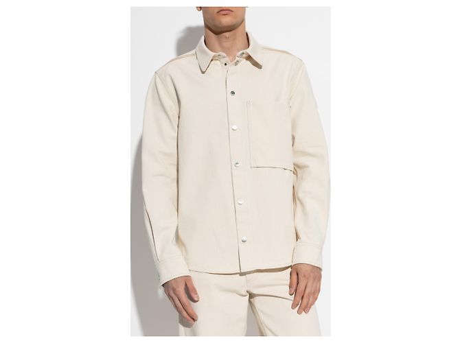 Moncler Baumwollhemd in Creme mit Tasche - Ansicht 3