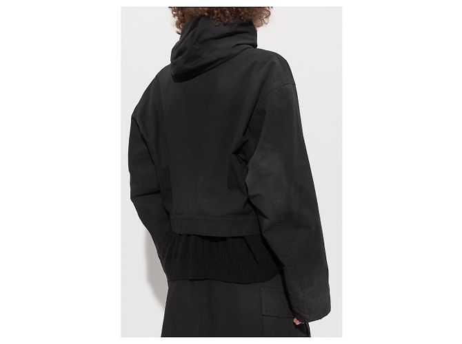 Chaqueta con capucha Balenciaga de algodón negro - vista 4