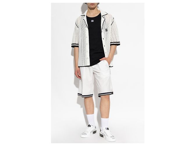 Camicia Dolce & Gabbana bianca in maglia di cotone a maniche corte - vista 2