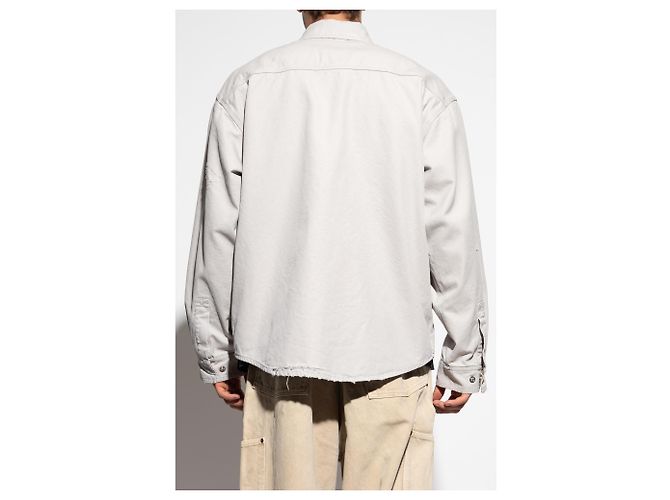 Camicia Balenciaga Pocket in cotone grigio - vista 4