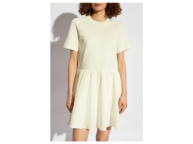 Vestido Moncler de manga corta de algodón crema - vista 3