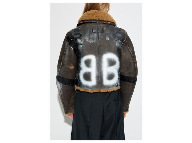 Balenciaga Shearling-Mantel im Vintage-Look - Ansicht 4