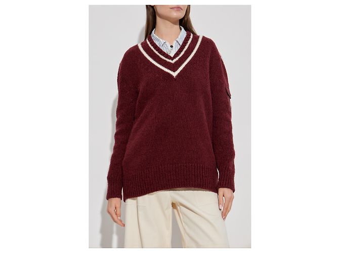 Moncler Wollpullover bordeaux V Ausschnitt - Ansicht 3