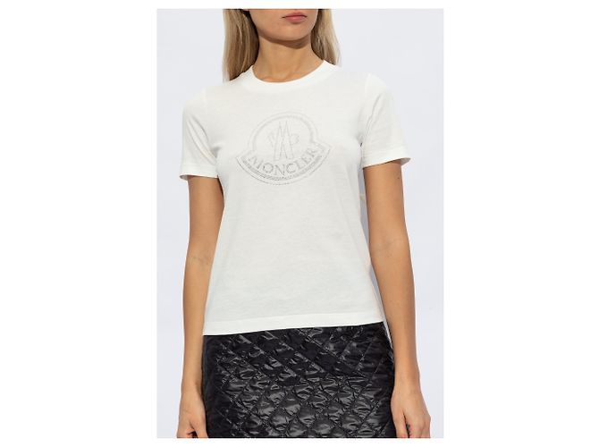 T-shirt Moncler bianca con logo in cotone - vista 3