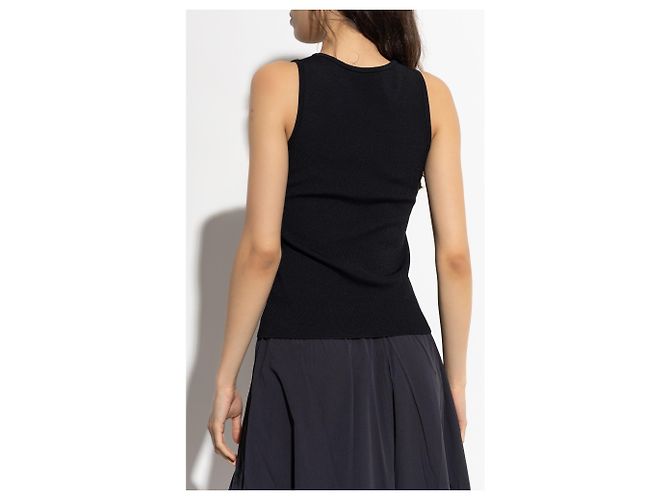 Top Balenciaga Nero con Logo e Costine - vista 4